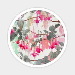 Rainbow Fuchsia Floral Pattern - with grey Magnet